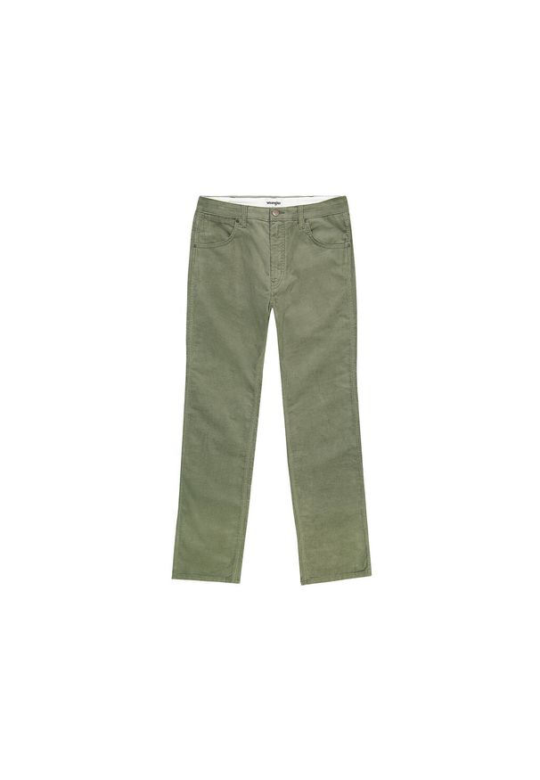 Wrangler - WRANGLER GREENSBORO MĘSKIE SPODNIE MATERIAŁOWE SZTRUKSOWE SZTRUKS DUSTY OLIVE 112356861 W15Q018011. Materiał: materiał, sztruks