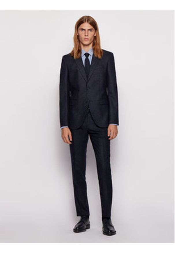 BOSS - Boss Koszula Robbie 50438496 Granatowy Sharp Fit. Kolor: niebieski. Materiał: bawełna