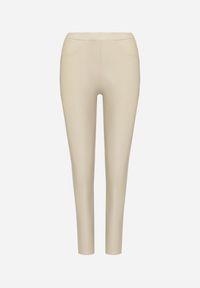 Born2be - Jasnobeżowe Legginsy z Ekoskóry z Wysokim Stanem i Imitacją Kieszeni Merievia. Okazja: na co dzień. Stan: podwyższony. Kolor: beżowy. Sezon: zima. Styl: elegancki, casual, klasyczny #6