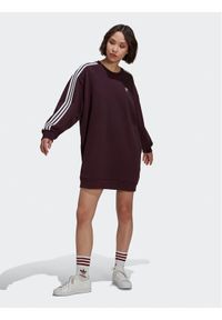Adidas - adidas Sukienka dzianinowa adicolor HM4689 Bordowy Relaxed Fit. Kolor: czerwony. Materiał: bawełna, dzianina #1