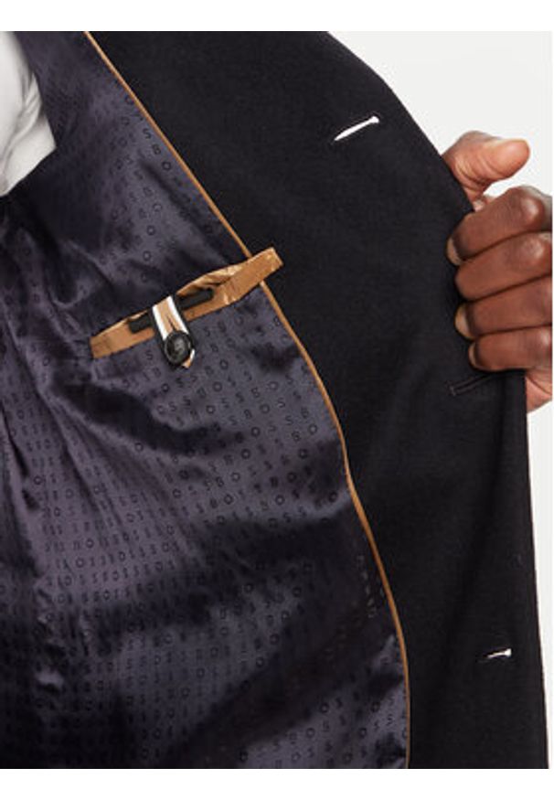 BOSS - Boss Płaszcz wełniany H-Hyde 50525739 Granatowy Slim Fit. Kolor: niebieski. Materiał: wełna