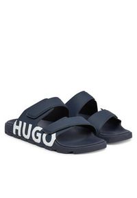 Hugo - HUGO Klapki Evander 50542042 Granatowy. Kolor: niebieski. Materiał: skóra #3