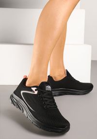 Born2be - Czarno-Różowe Buty Sportowe Sneakersy z Siateczki Uloniria. Okazja: na co dzień. Kolor: czarny. Materiał: jeans. Szerokość cholewki: normalna. Wzór: aplikacja