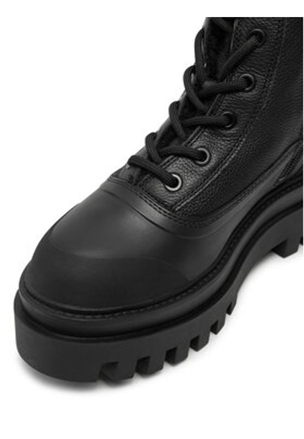 Calvin Klein Jeans Trapery Flatform Lace Up Boot Padded YW0YW01557 Czarny. Kolor: czarny. Materiał: skóra