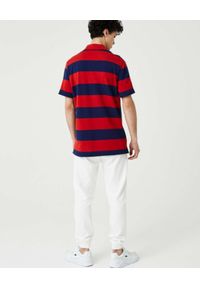 Lacoste - LACOSTE - Koszulka polo w paski z logo Regular Fit. Typ kołnierza: polo. Kolor: czerwony. Materiał: bawełna. Wzór: paski. Styl: klasyczny #3