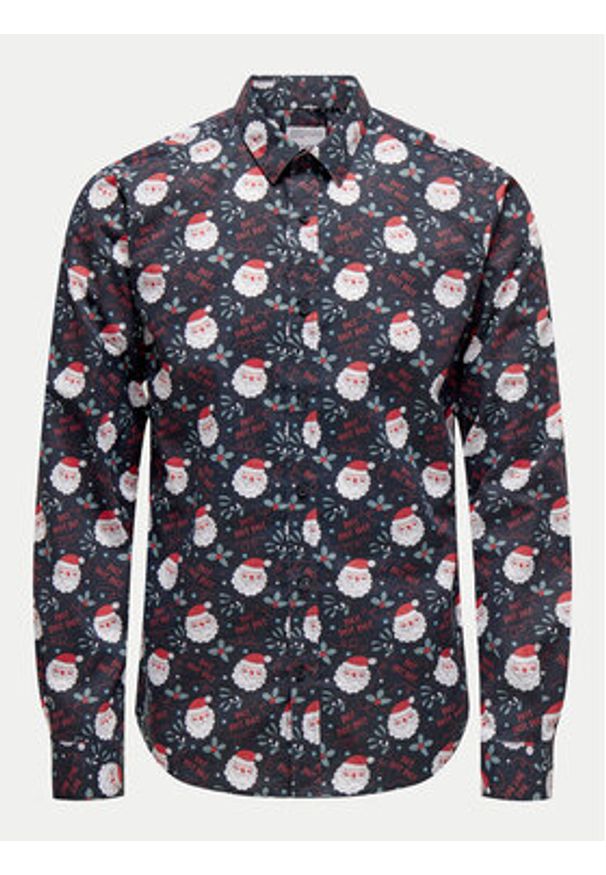 Only & Sons Koszula 22031026 Granatowy Slim Fit. Kolor: niebieski. Materiał: bawełna