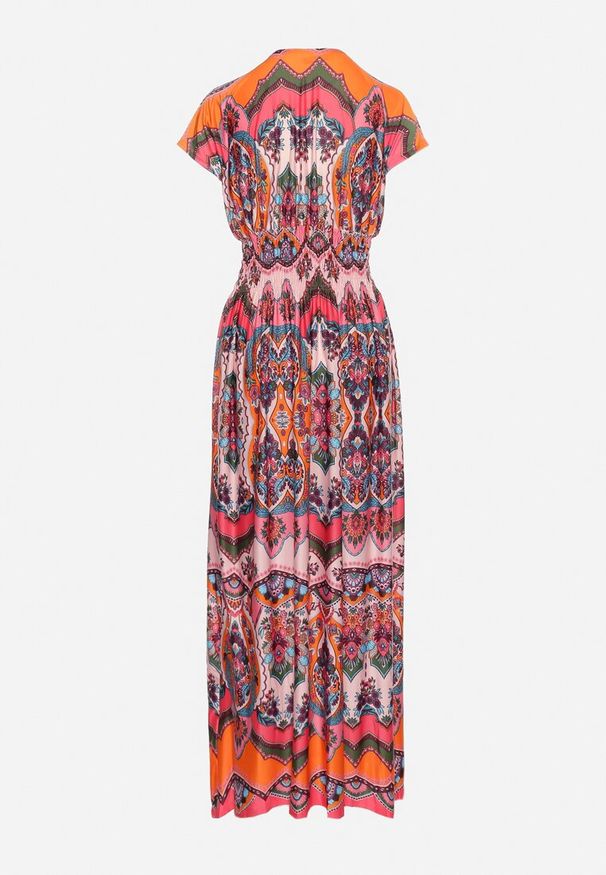 Born2be - Pomarańczowa Sukienka Maxi w Stylu Boho z Elastycznej Wiskozy Arnevia. Okazja: na co dzień. Kolor: pomarańczowy. Materiał: wiskoza. Typ sukienki: proste. Styl: boho. Długość: maxi