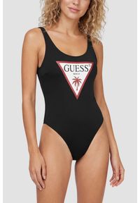 Guess - GUESS Czarny damski jednoczęściowy strój kąpielowy z logo Violet, Rozmiar L. Kolor: czarny #1