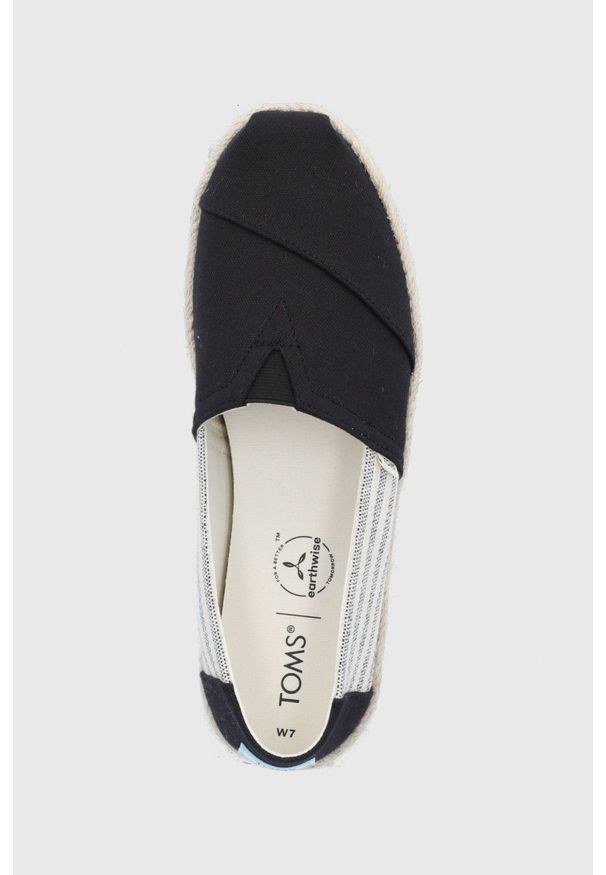 Toms Espadryle University Stripes kolor czarny. Nosek buta: okrągły. Kolor: czarny. Obcas: na obcasie. Wysokość obcasa: niski