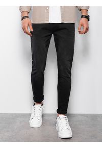 Ombre Clothing - Spodnie męskie jeansowe CARROT FIT - czarne V3 OM-PADP-0117 - XL. Kolor: czarny. Materiał: jeans