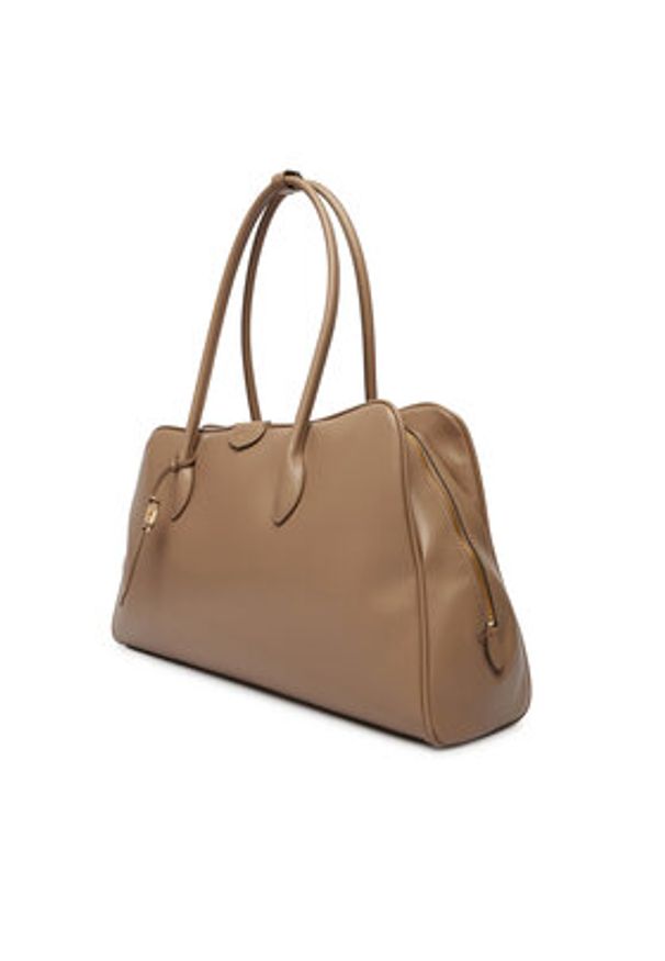 Calvin Klein Torebka Emblem Trio Large Work Bag LV04F3368G Beżowy. Kolor: beżowy. Materiał: skórzane