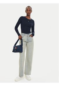 Tommy Jeans Bluzka Essential DW0DW17387 Granatowy Slim Fit. Kolor: niebieski. Materiał: bawełna #5