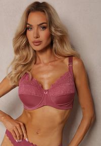 Renee - Różowy Biustonosz Typu Full Cup z Regulowanymi Ramiączkami Vikiirisa. Kolor: różowy. Materiał: jeans #5