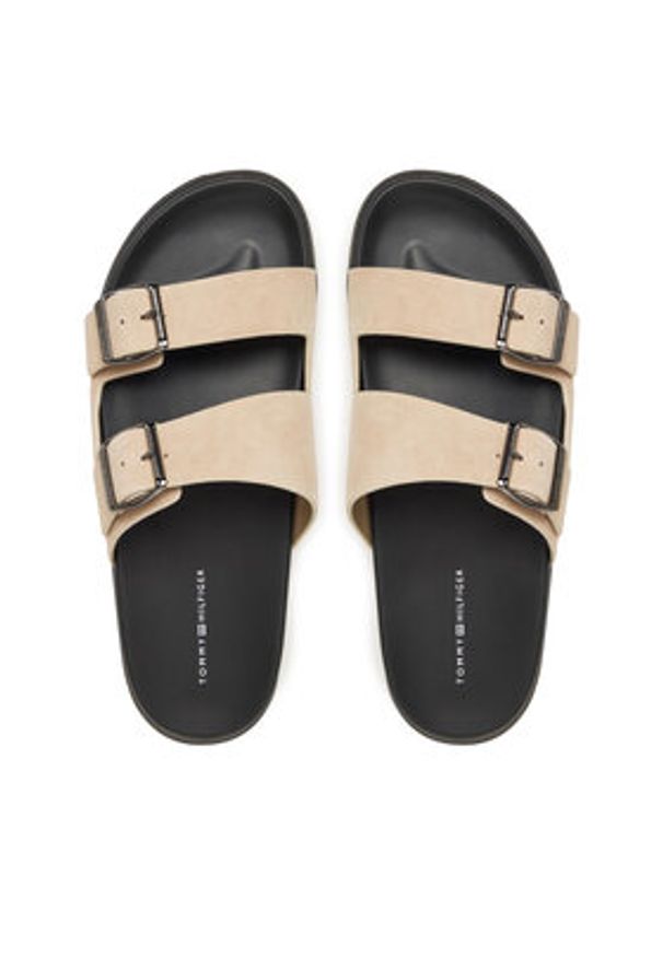 TOMMY HILFIGER - Tommy Hilfiger Klapki D Density Hilfiger Sde Sand FM0FM05413 Beżowy. Kolor: beżowy. Materiał: skóra