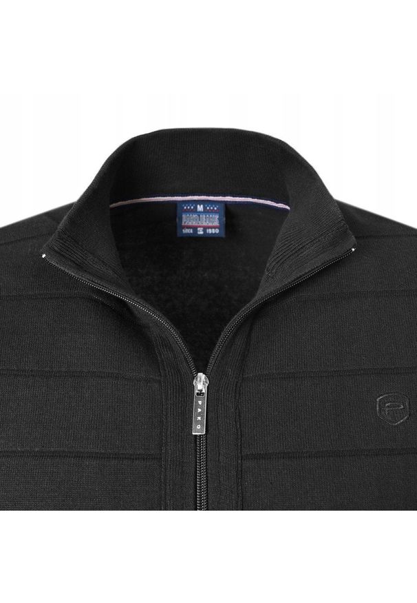 Rozpinany Sweter Męski (Kardigan) - Pako Jeans - Czarny. Kolor: czarny. Materiał: bawełna