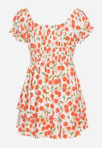 Born2be - Biała Rozkloszowana Sukienka z Bawełną z Motywem Wiśni Lunadessa. Okazja: na co dzień, na imprezę. Kolor: biały. Materiał: bawełna. Sezon: lato. Typ sukienki: proste. Styl: casual, elegancki, klasyczny #2