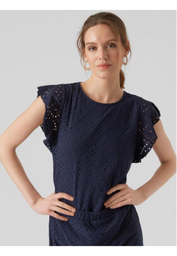 Vero Moda Bluzka Tassa 10286067 Granatowy Loose Fit. Kolor: niebieski. Materiał: syntetyk