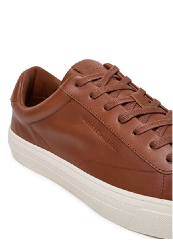 TOMMY HILFIGER - Tommy Hilfiger Sneakersy Premium Dress Cupsole Cognac FM0FM05771 Brązowy. Kolor: brązowy. Materiał: skóra