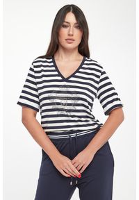 Liu Jo - T-shirt damski w paski LIU JO. Wzór: paski #1