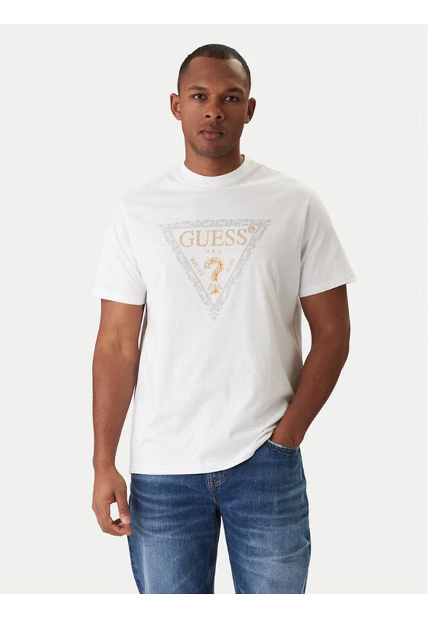 Guess T-Shirt M6RI15 I3Z14 Biały Regular Fit. Kolor: biały. Materiał: bawełna