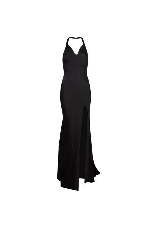 TwinSet - Twinset Suknia "Satin Dres". Materiał: dresówka. Długość rękawa: bez rękawów. Typ sukienki: dopasowane. Styl: wizytowy. Długość: maxi