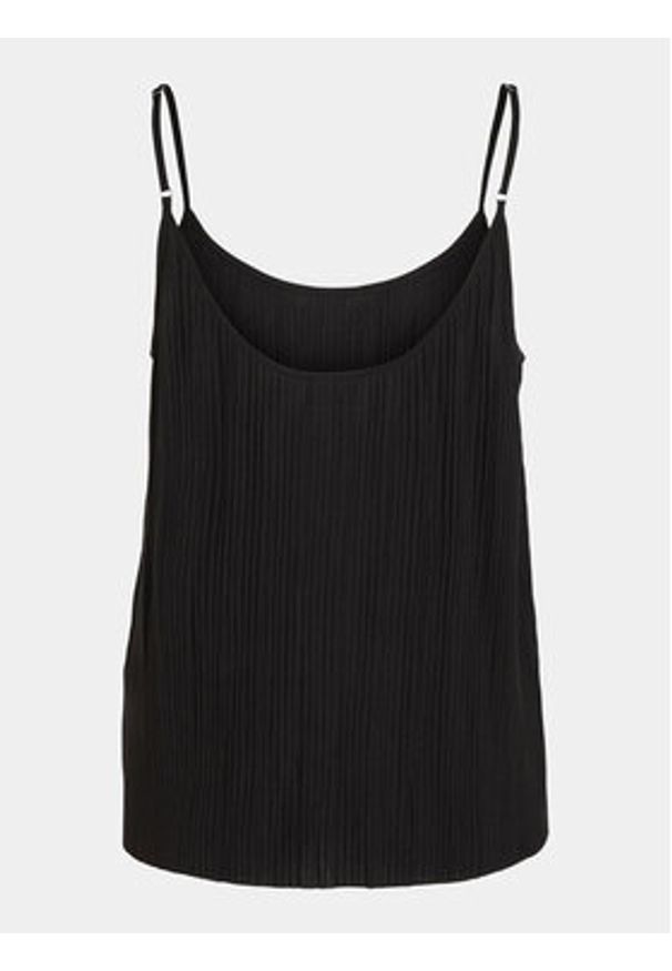 Vila Top Plisa 14096337 Czarny Relaxed Fit. Kolor: czarny. Materiał: wiskoza, syntetyk