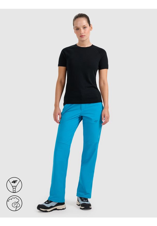 4f - 4F Koszulka trekkingowa z wełną merino damska - czarna XL. Kolor: czarny. Materiał: wełna