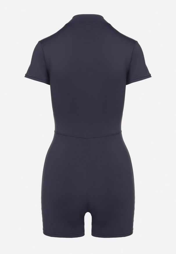 Born2be - Granatowy Taliowany Rozpinany Kombinezon Devioris. Okazja: na co dzień. Kolor: niebieski. Styl: casual, klasyczny