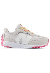 Buty niemowlęce New Balance NW327LCA – szare. Okazja: na co dzień. Zapięcie: bez zapięcia. Kolor: szary. Materiał: skóra, syntetyk, materiał. Szerokość cholewki: normalna. Wzór: kolorowy #1