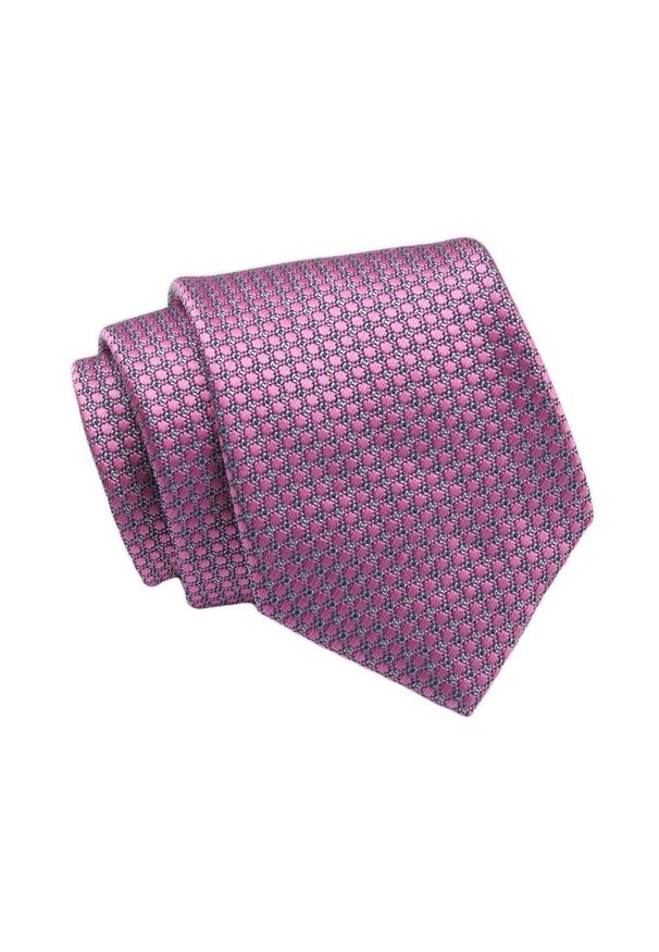 Klasyczny Krawat, Różowy w Drobny Rzucik, Męski, 7cm -Angelo di Monti. Kolor: różowy. Materiał: tkanina. Styl: klasyczny