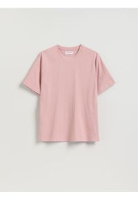 Reserved - T-shirt regular z bawełny - jasnofioletowy. Kolor: fioletowy. Materiał: bawełna #1