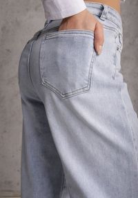 Renee - Niebieskie Szerokie Jeansy z Bawełny High Waist Vimalianna. Okazja: na co dzień. Stan: podwyższony. Kolor: niebieski. Styl: casual #4