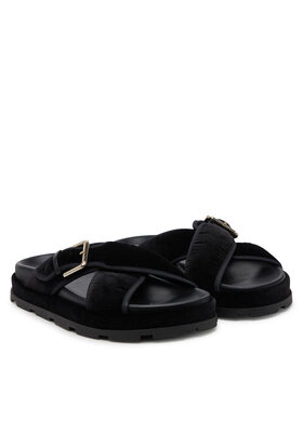 Pollini Klapki SA28094G1MTP0000 Czarny. Kolor: czarny. Materiał: materiał