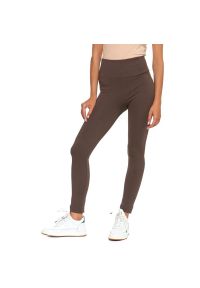 Brązowe Damskie Legginsy Moraj. Okazja: na co dzień. Stan: podwyższony. Kolor: brązowy. Materiał: materiał, prążkowany. Styl: casual, sportowy #4