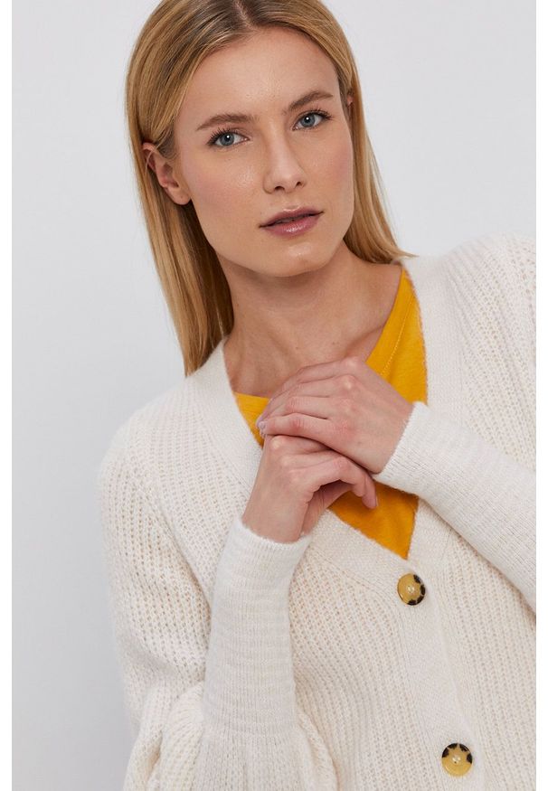 only - Only - Kardigan. Okazja: na co dzień. Kolor: beżowy. Materiał: dzianina. Styl: casual