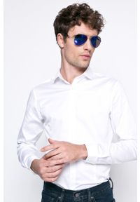 Premium by Jack&Jones - Jack & Jones - Koszula. Kolor: biały. Materiał: tkanina. Wzór: gładki