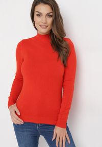 Born2be - Pomarańczowy Golf z Miękkiej Dzianiny Agotona. Typ kołnierza: golf. Kolor: pomarańczowy. Materiał: dzianina. Długość rękawa: długi rękaw. Długość: długie. Sezon: zima, jesień. Styl: klasyczny #2