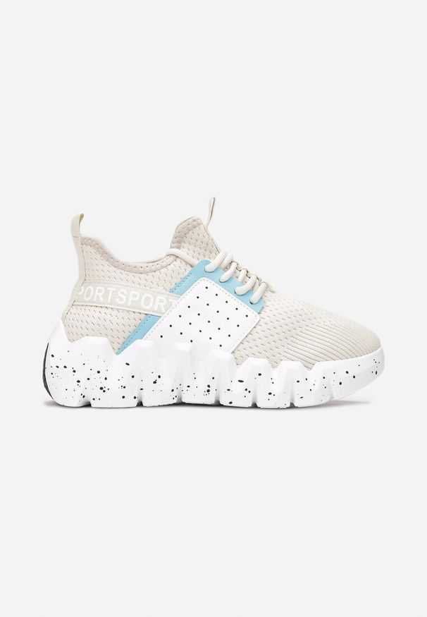 Born2be - Beżowe Sneakersy Cythiera. Wysokość cholewki: przed kostkę. Nosek buta: okrągły. Zapięcie: bez zapięcia. Kolor: beżowy. Materiał: jeans, materiał. Szerokość cholewki: normalna. Wzór: aplikacja, nadruk, kolorowy, napisy, geometria