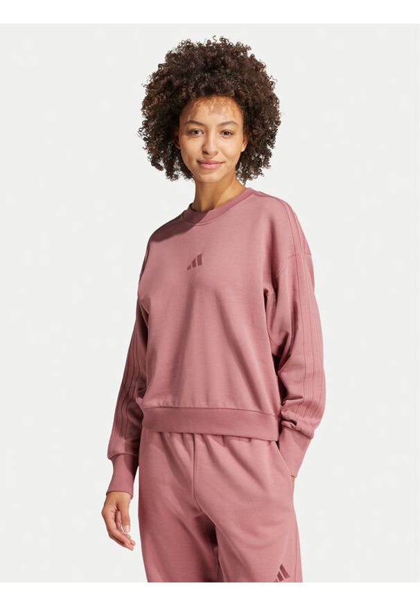 Adidas - adidas Bluza ALL SZN French Terry 3-Stripes IY6854 Różowy Loose Fit. Kolor: różowy. Materiał: bawełna