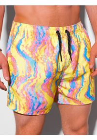 Ombre Clothing - Kąpielówki męskie - V16 - Rozmiar: XXL. Okazja: na plażę. Kolor: żółty. Materiał: poliester. Wzór: kolorowy. Sezon: lato. Styl: sportowy #3