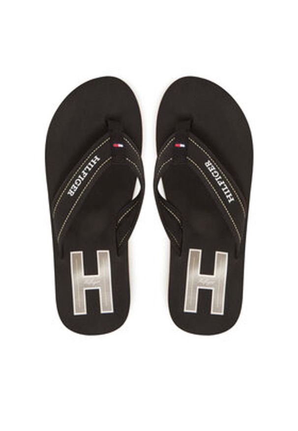 TOMMY HILFIGER - Tommy Hilfiger Japonki Hilfiger H Padded Beach Sandal FM0FM05536 Czarny. Kolor: czarny. Materiał: materiał