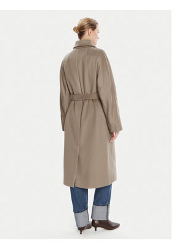 Weekend Max Mara Płaszcz wełniany Resina 2525016031 Brązowy Regular Fit. Kolor: brązowy. Materiał: wełna