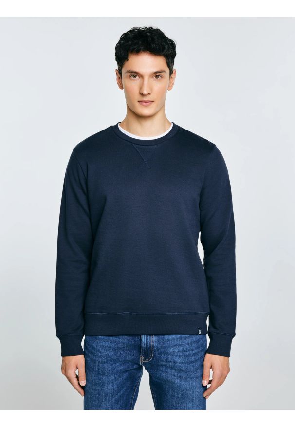Big-Star - Bluza męska granatowa Marltones 403. Okazja: na co dzień. Kolor: niebieski. Materiał: bawełna, materiał. Styl: casual, sportowy