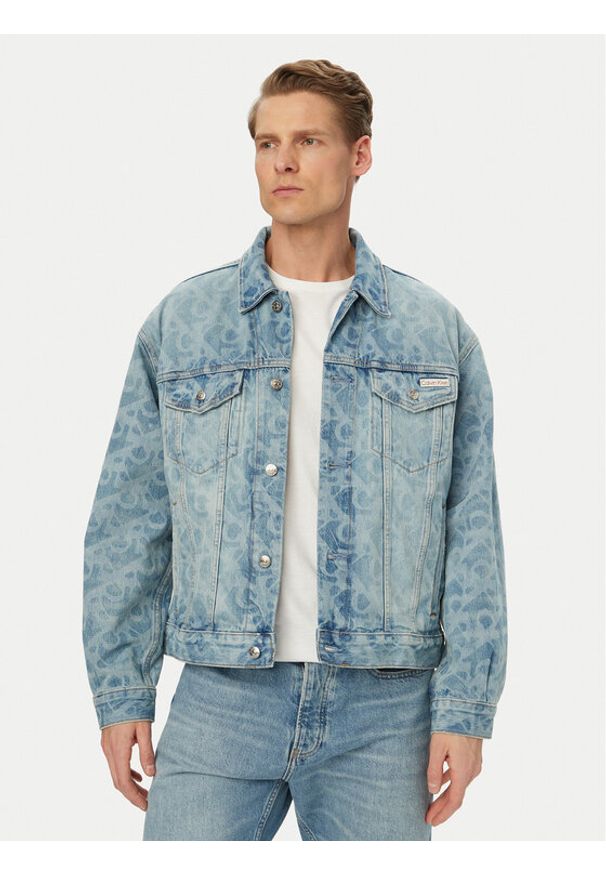 Calvin Klein Jeans Kurtka jeansowa LV04RG764G Niebieski Regular Fit. Kolor: niebieski. Materiał: bawełna