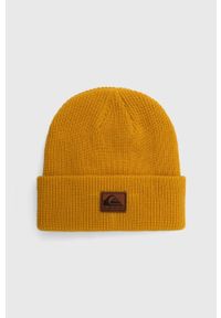 Quiksilver czapka kolor żółty z grubej dzianiny. Kolor: żółty. Materiał: dzianina