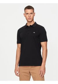 GANT - Gant Polo Shield 2220 Czarny Slim Fit. Typ kołnierza: polo. Kolor: czarny. Materiał: bawełna