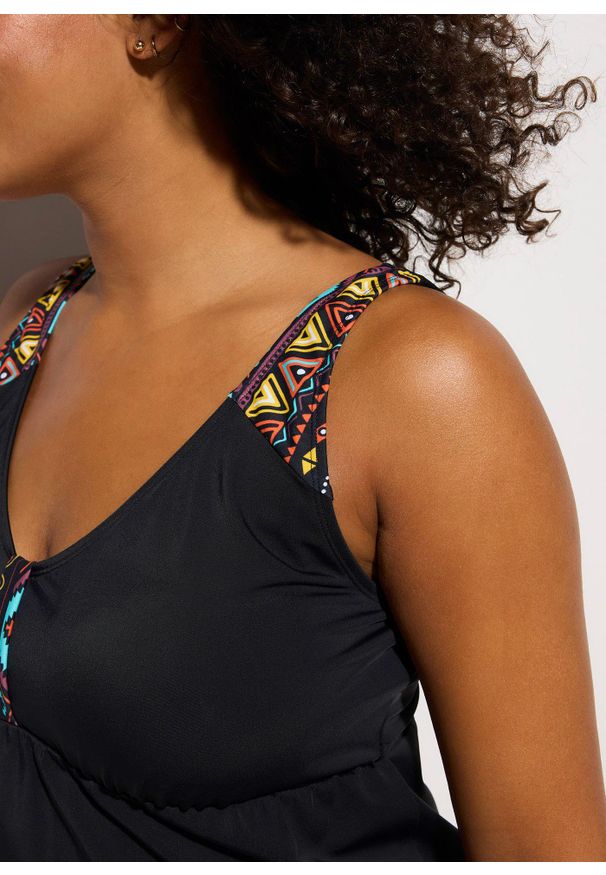 bonprix - Sukienka kąpielowa, dłuższy rozmiar, z poliamidu z recyklingu. Kolor: czarny. Materiał: poliamid