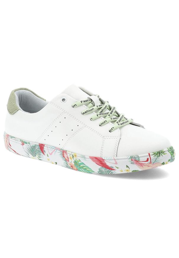 Białe Sneakersy Vinceza Stylowe Obuwie Damskie Ze Skóry Naturalnej. Okazja: na co dzień. Kolor: biały. Materiał: skóra. Szerokość cholewki: normalna. Wzór: napisy, kolorowy. Styl: elegancki