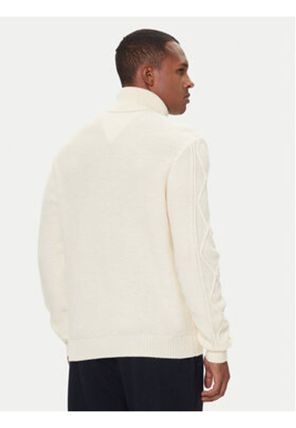 TOMMY HILFIGER - Tommy Hilfiger Golf MW0MW40914 Écru Regular Fit. Typ kołnierza: golf. Kolor: kremowy. Materiał: wełna