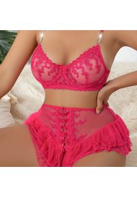 Intica - Komplet bielizny z falbanką na specjalne okazje Lynann. Kolor: biały. Materiał: materiał. Wzór: aplikacja #3